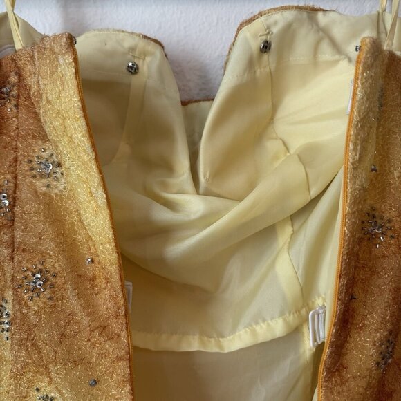 Vintage Rare 90s Exclusive Putros Couture Ball Gown 8 Gold Yellow Sequins Tulle - Picture 10 of 12